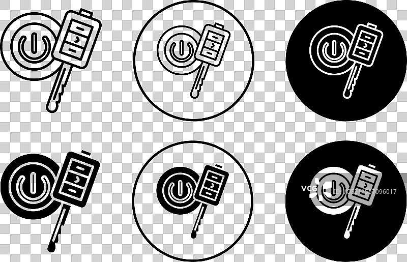 汽车点火图标轮廓细线集合图片素材