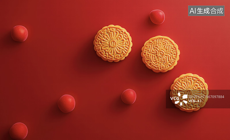【AI数字艺术】中秋月饼喜庆图图片素材