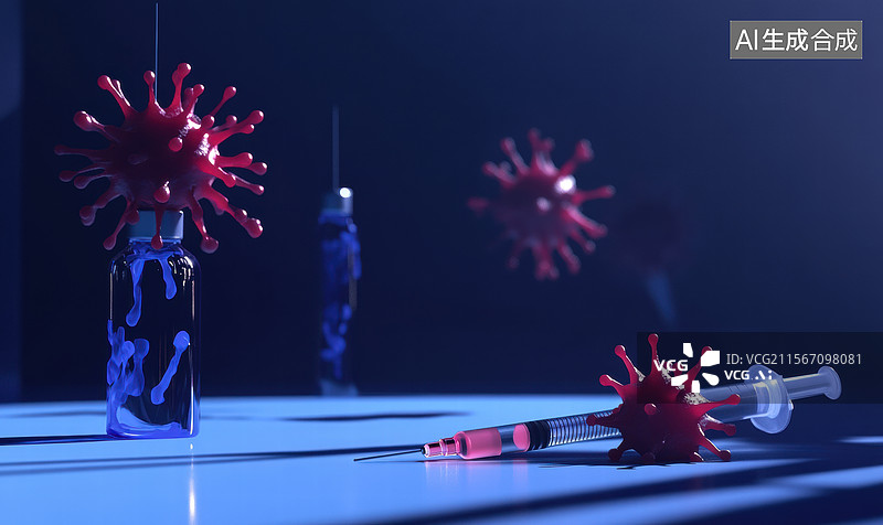 【AI数字艺术】疫苗对抗病毒图片素材