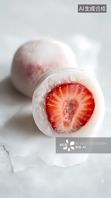 【AI数字艺术】草莓夹心糯米糍图片素材