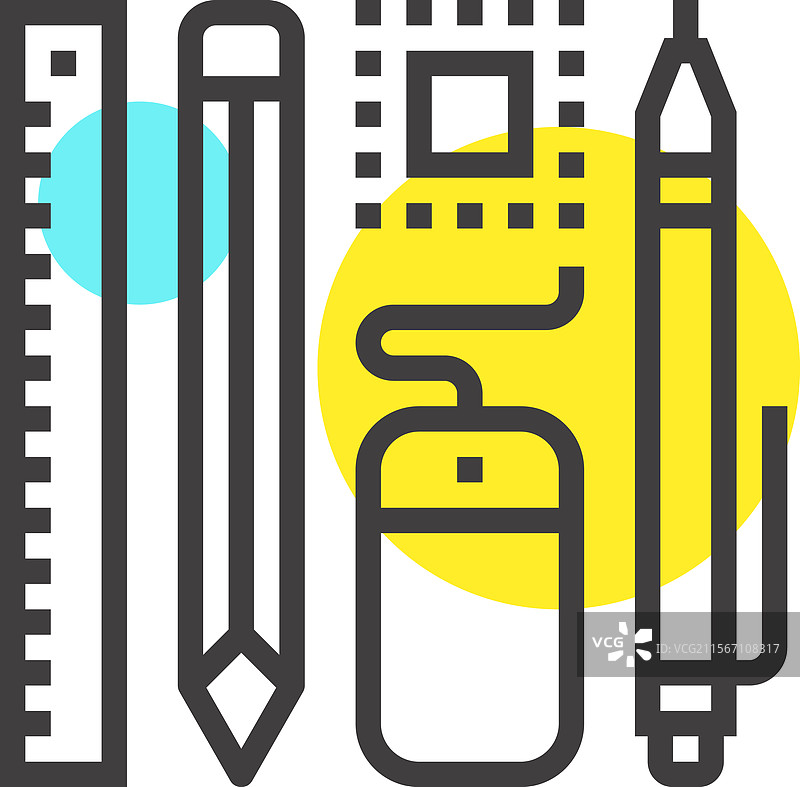 设计工具扁平线条网页图标概念图片素材