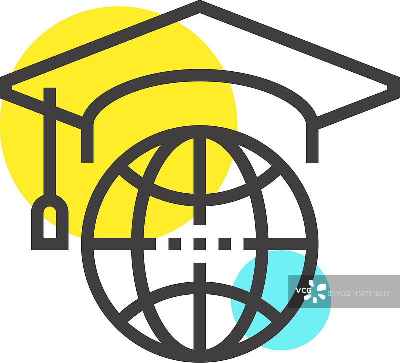 在线毕业扁平线网页图标概念图片素材