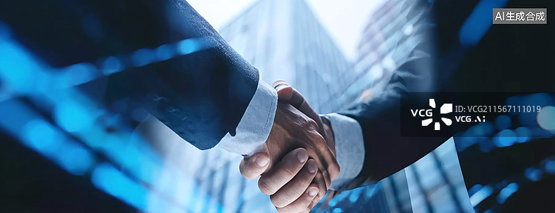 【AI数字艺术】展现商务人士握手象征合作达成的职场社交与专业形象画面图片素材