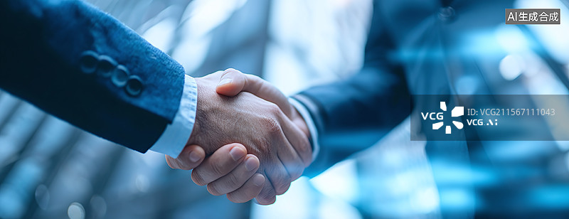 【AI数字艺术】展现商务人士握手象征合作达成的职场社交与专业形象画面图片素材