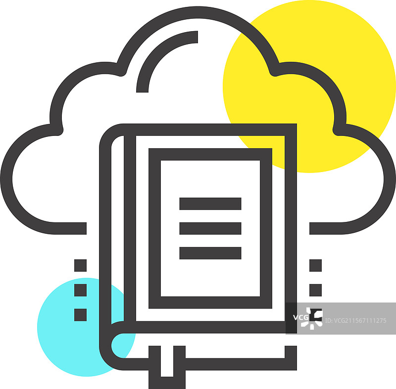 数字图书馆扁平线条网页图标概念图片素材