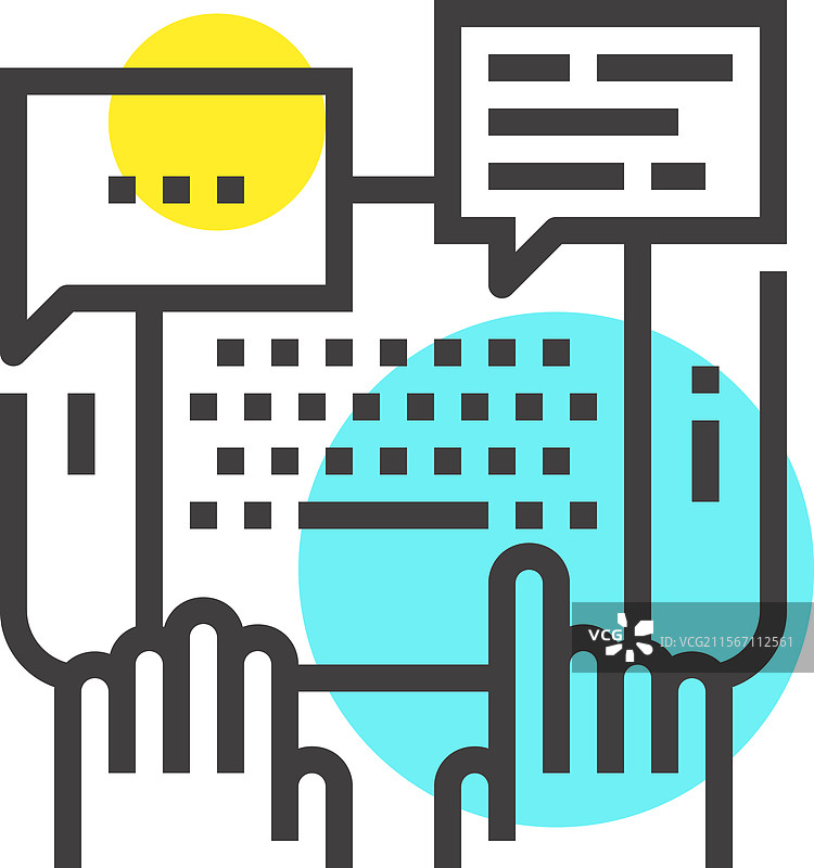 聊天扁平线条网页图标概念图片素材