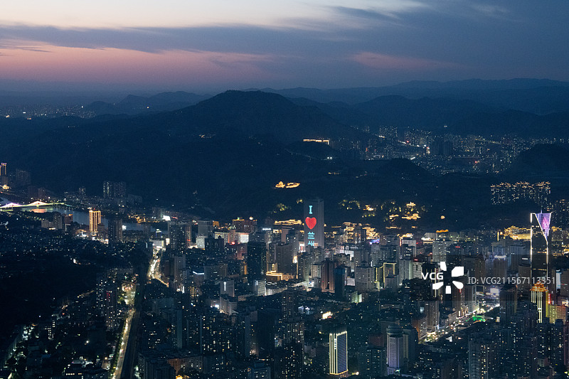 兰州夜景 三台阁俯瞰视角图片素材