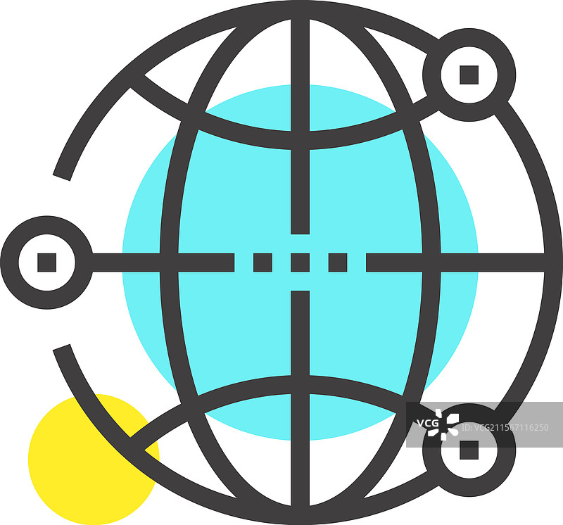 全球网络扁平线条网页图标概念图片素材