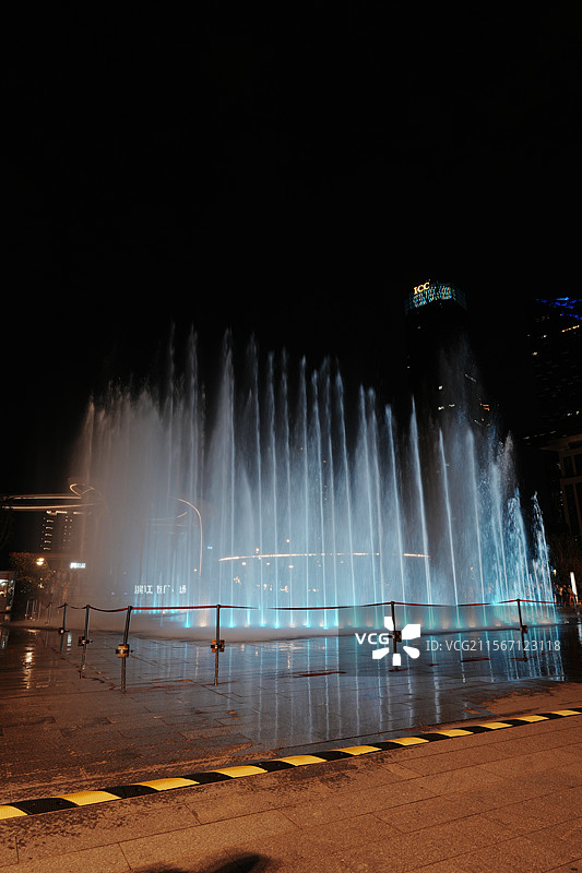 福州滨江市民广场喷泉表演图片素材