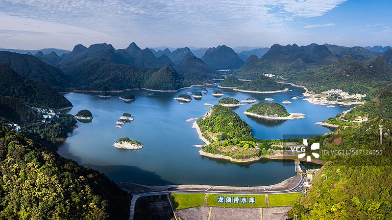 清远桃花湖航拍图片素材