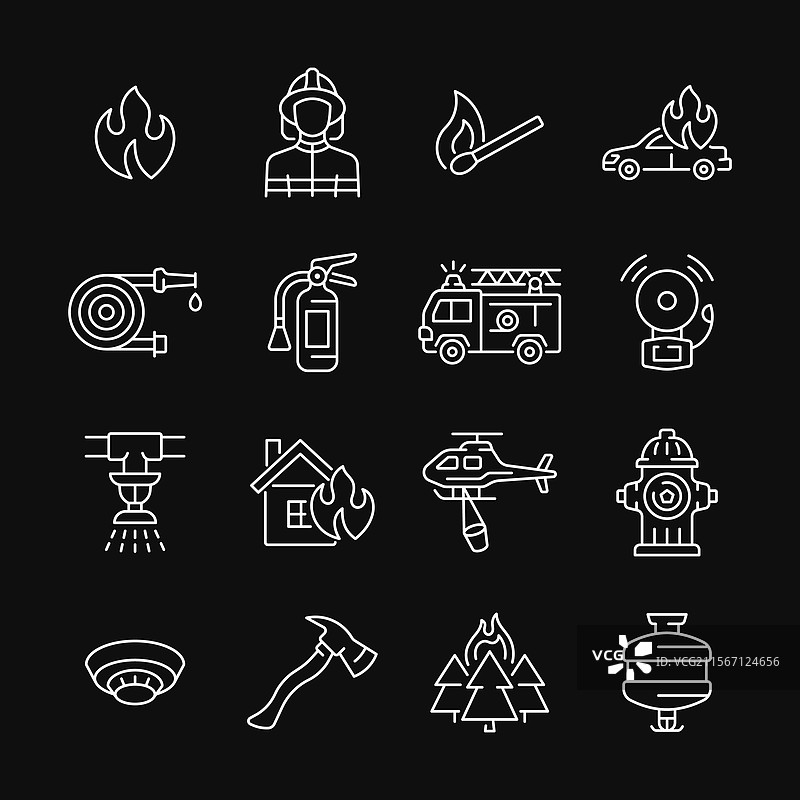 消防线白色图标集消防部门图片素材