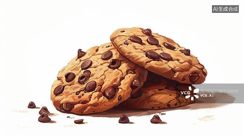 【AI数字艺术】诱人巧克力曲奇饼干  香甜美味手工饼干图片素材