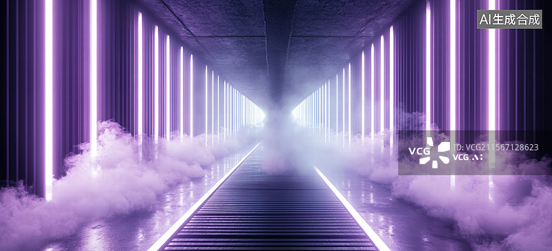 【AI数字艺术】蓝色和紫色的光芒，增强了整体的科技氛围，给人一种置身于科幻电影中的感觉。图片素材