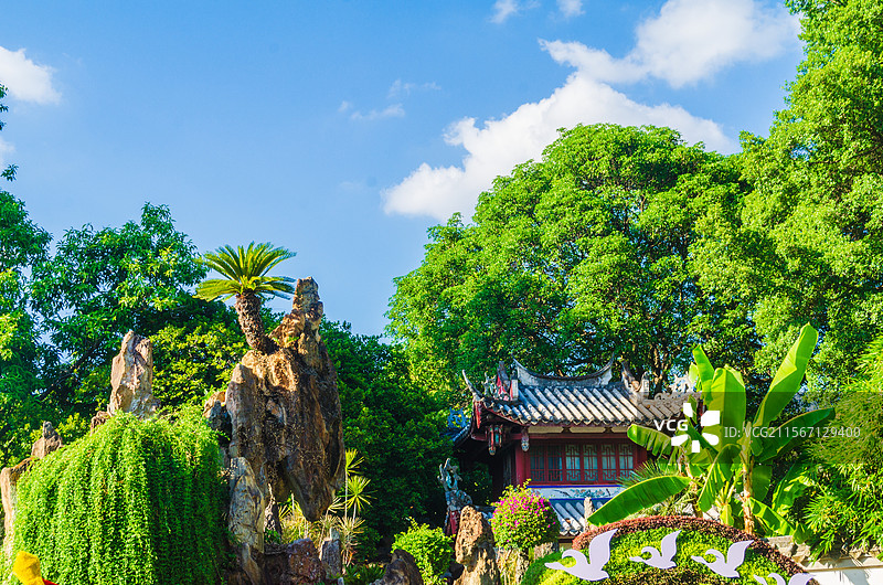 福州西湖公园中式园林景观与建筑图片素材