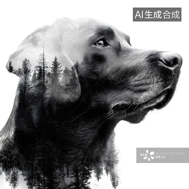 【AI数字艺术】狗，森林图片素材