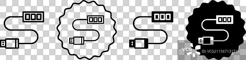 USB集线器图标符号集合 简单USB集线器图片素材