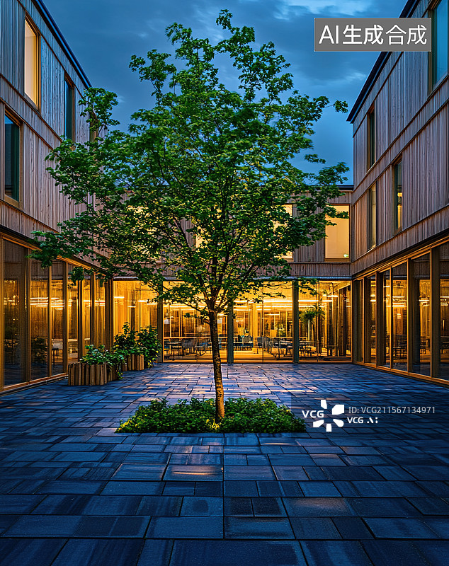 【AI数字艺术】现代简约庭院设计图片素材