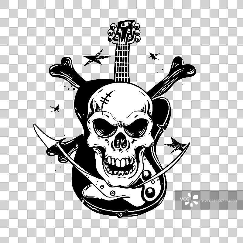 前卫的骷髅吉他标志艺术作品图片素材