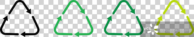 回收标志，展示回收箭头和绿色元素图片素材
