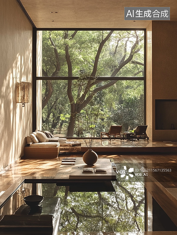 【AI数字艺术】阳光洒满房间的舒适角落图片素材