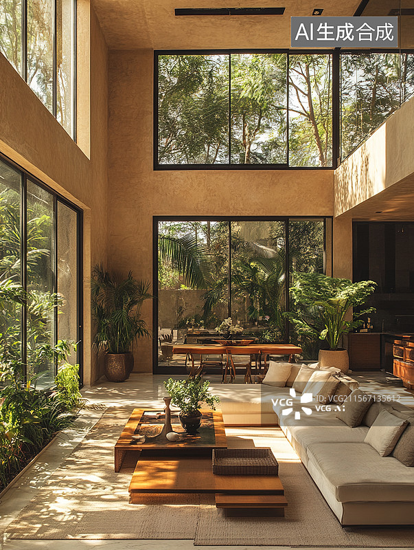 【AI数字艺术】阳光洒满房间的舒适角落图片素材