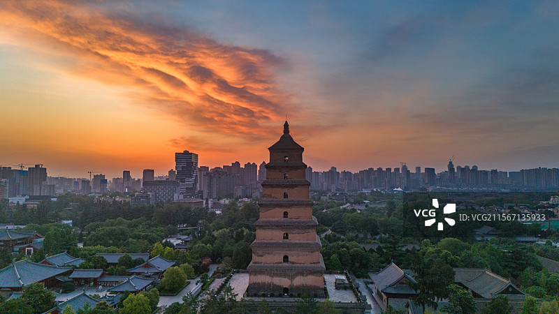 大雁塔朝霞图片素材