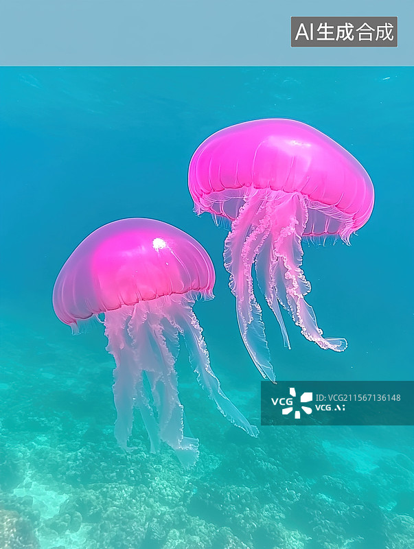 【AI数字艺术】粉色水母图片素材