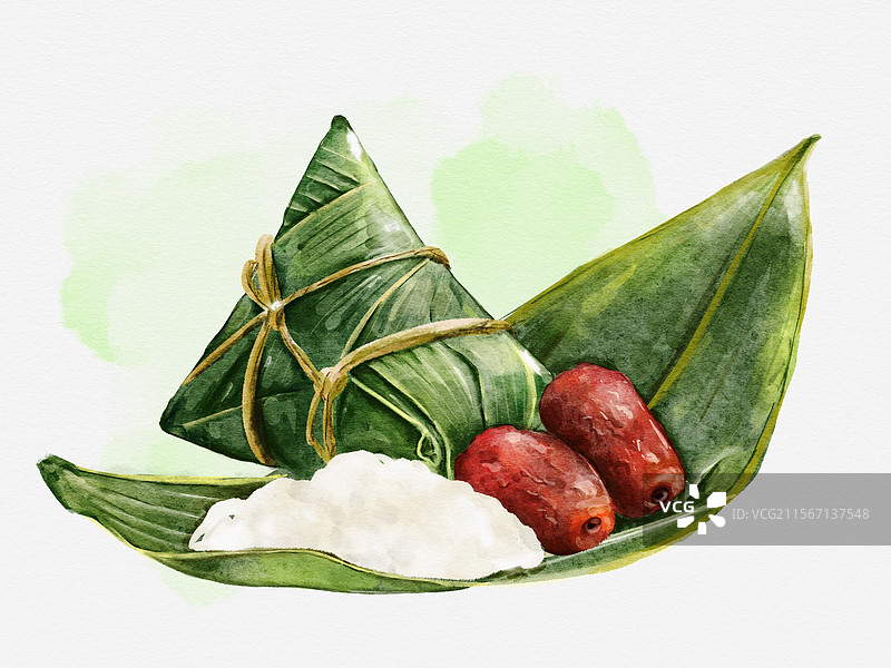 水彩手绘端午节粽子素材可分离图片素材