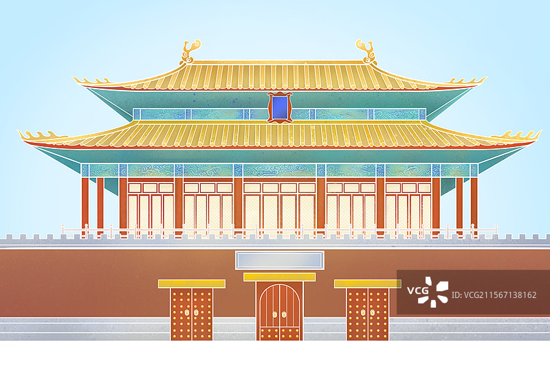 国风建筑插画 景点插画 故宫博物院图片素材