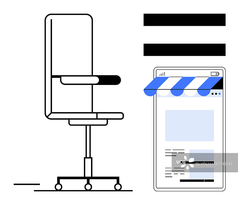 办公椅和在线商店的代表图片素材