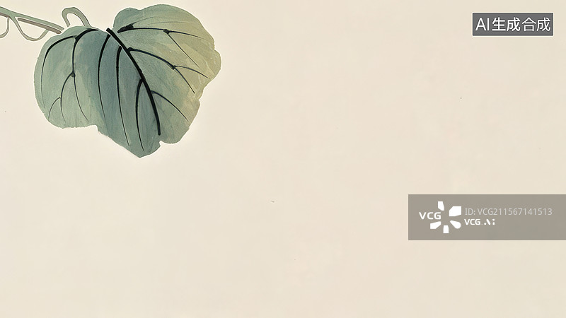 【AI数字艺术】水墨画左上1水墨画风格的叶子图片素材