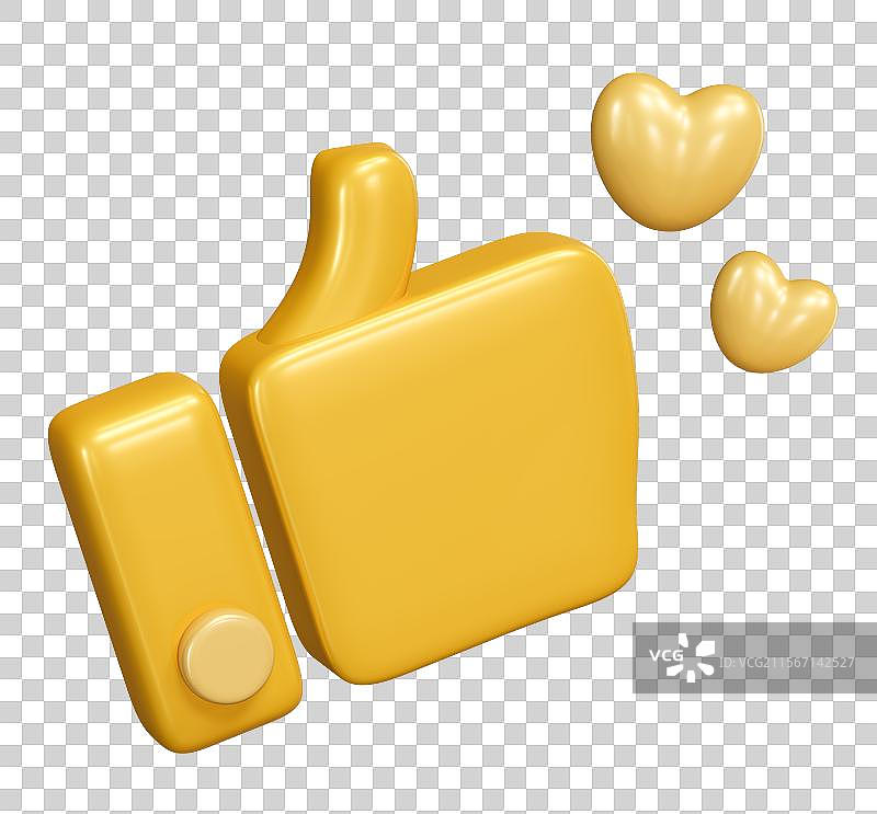 金色的点赞手势3D商务卡通插画元素图片素材