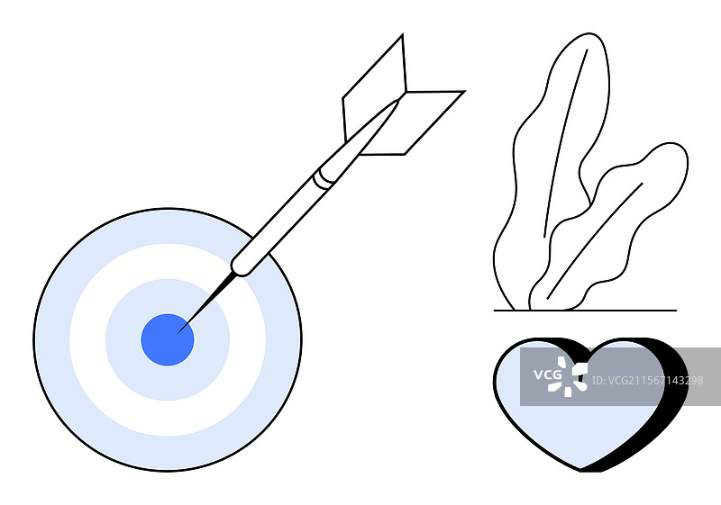 带箭头的心形图标和极简风格图片素材