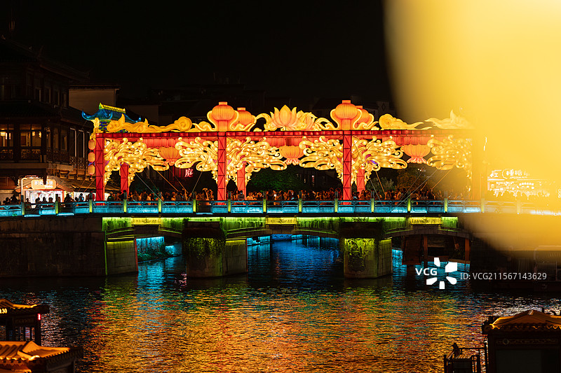 南京，夜游秦淮河图片素材