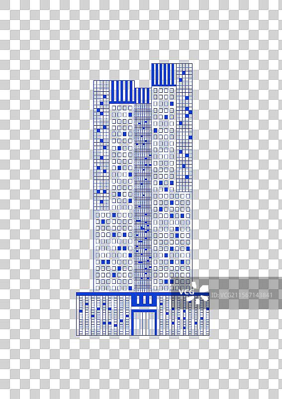 城市地标建筑泉州富豪广场线条矢量插画免扣元素图片素材