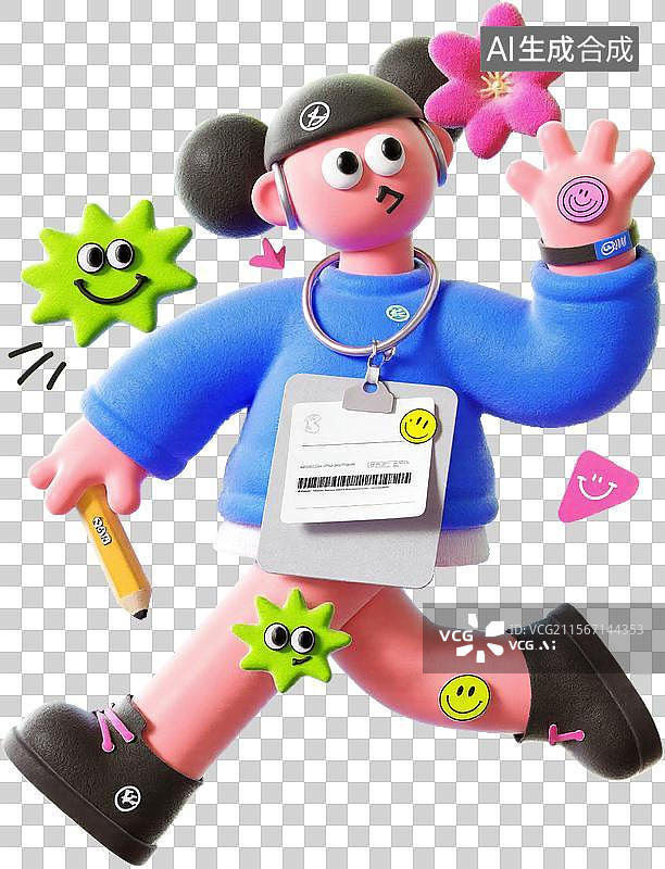 【AI数字艺术】毛绒潮流亚文化奔跑的女孩1图片素材