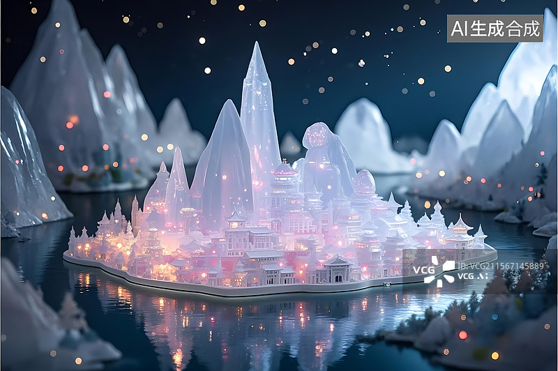 【AI数字艺术】冰雪奇缘梦幻之城图片素材