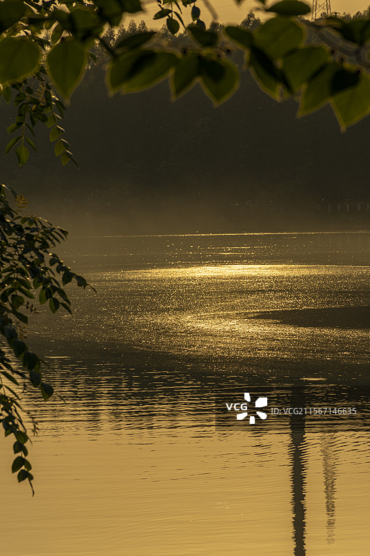 南湖夕阳图片素材