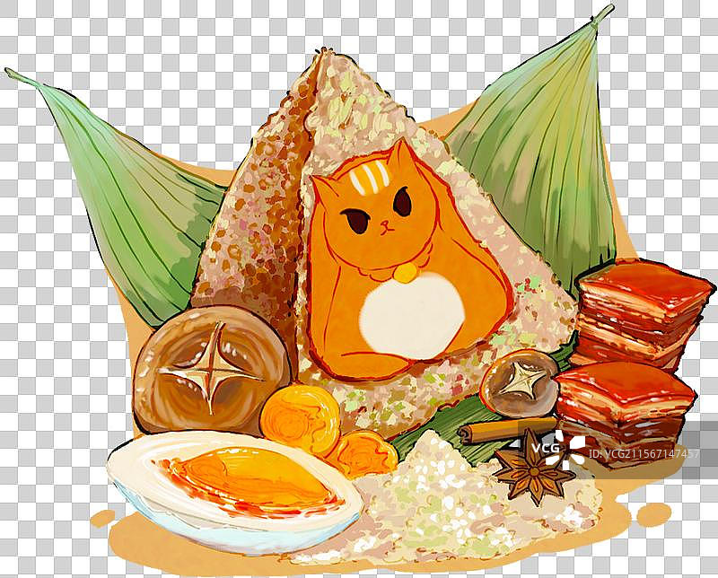 端午节咸蛋黄肉粽卡通手绘图片素材