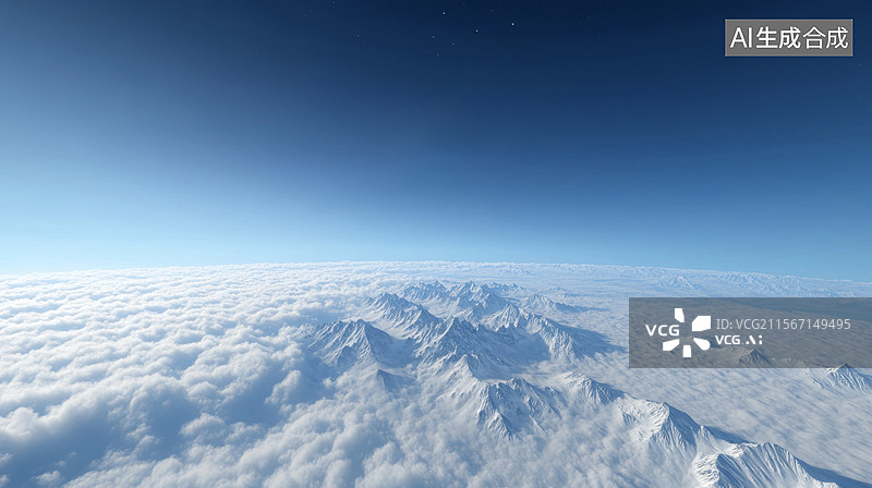 【AI数字艺术】雪山云海之上的星光图片素材