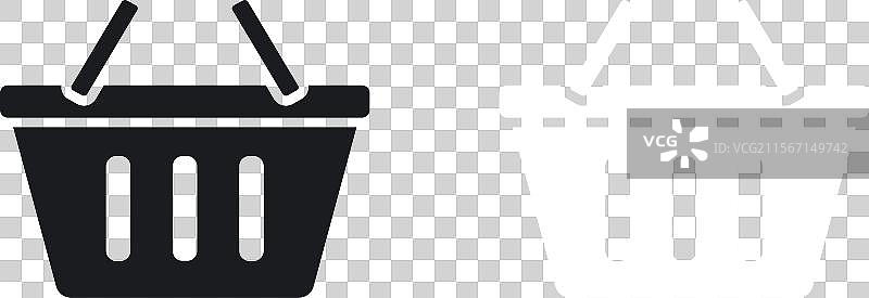 购物篮图标集，采用纯黑白设计图片素材