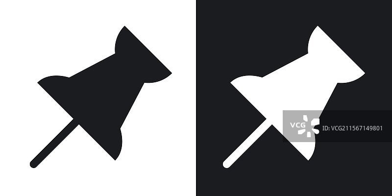 黑白色实心图钉图标集图片素材