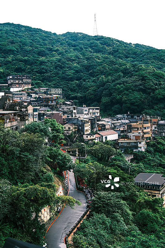 台湾九份风景 台湾山景 台湾山地茶楼图片素材