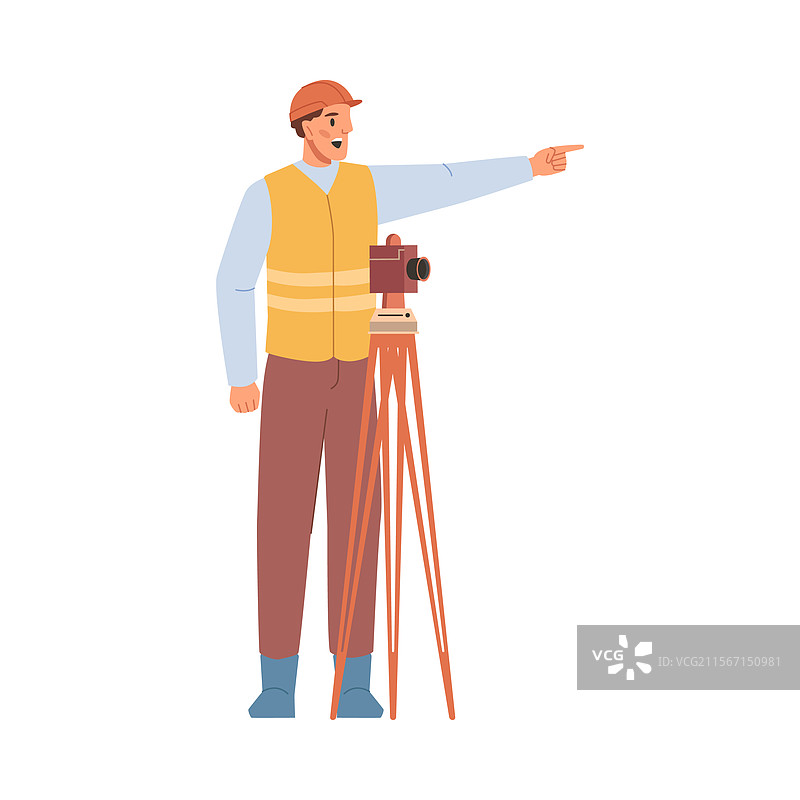 使用经纬仪工作的测量员图片素材