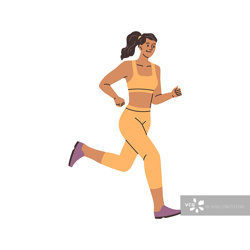 穿运动服的女性角色在慢跑图片素材