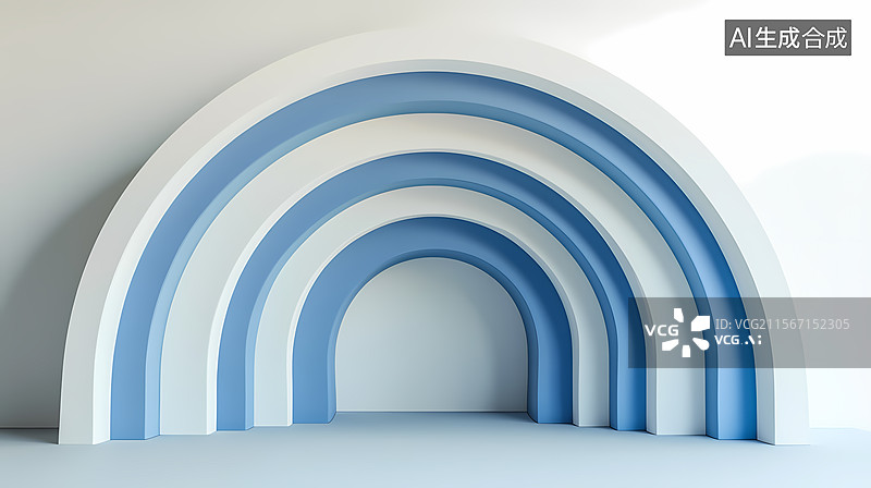【AI数字艺术】三拱形蓝色背景图片素材