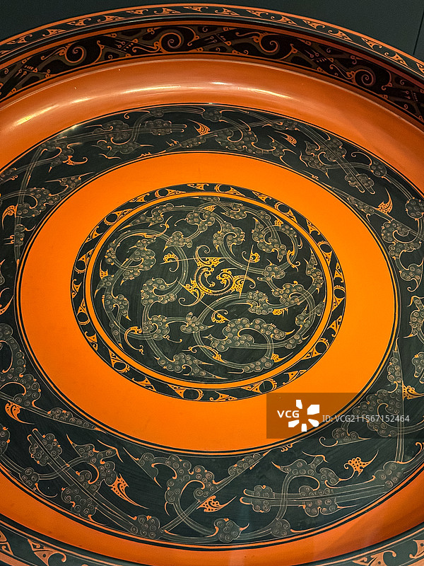 马王堆汉墓 轪侯家云龙纹漆盘 湖南博物院图片素材