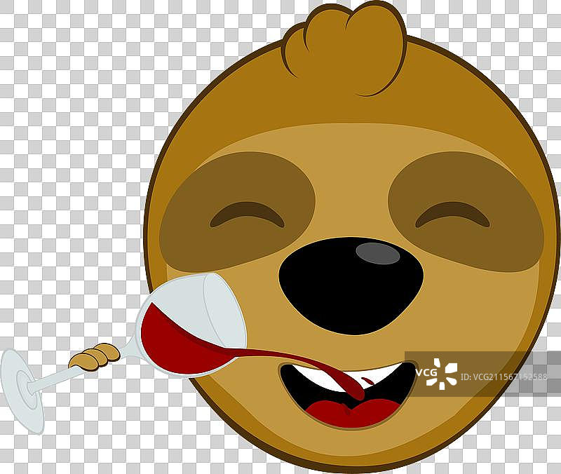 树懒脸部喝着酒杯图片素材