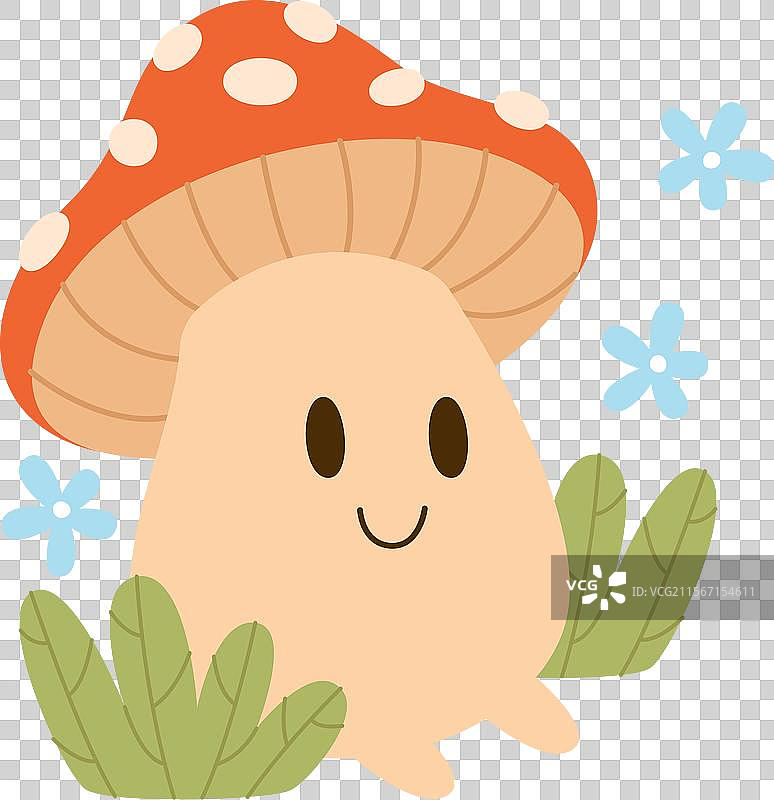 带花的苍蝇伞蘑菇角色图片素材