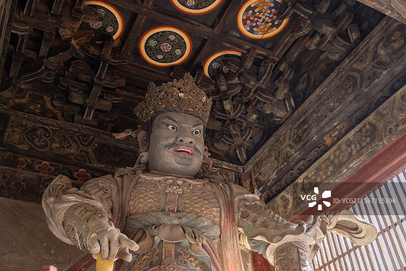 四川绵阳平武县 明代报恩寺 天王殿 北方多闻天王图片素材